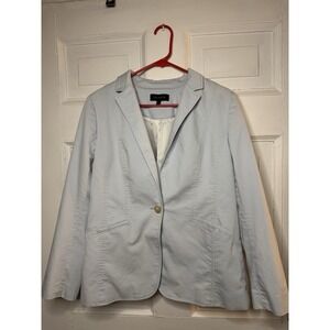 Talbots blazer women's size 12 cotton stretch blazer jacket hyacinth blue